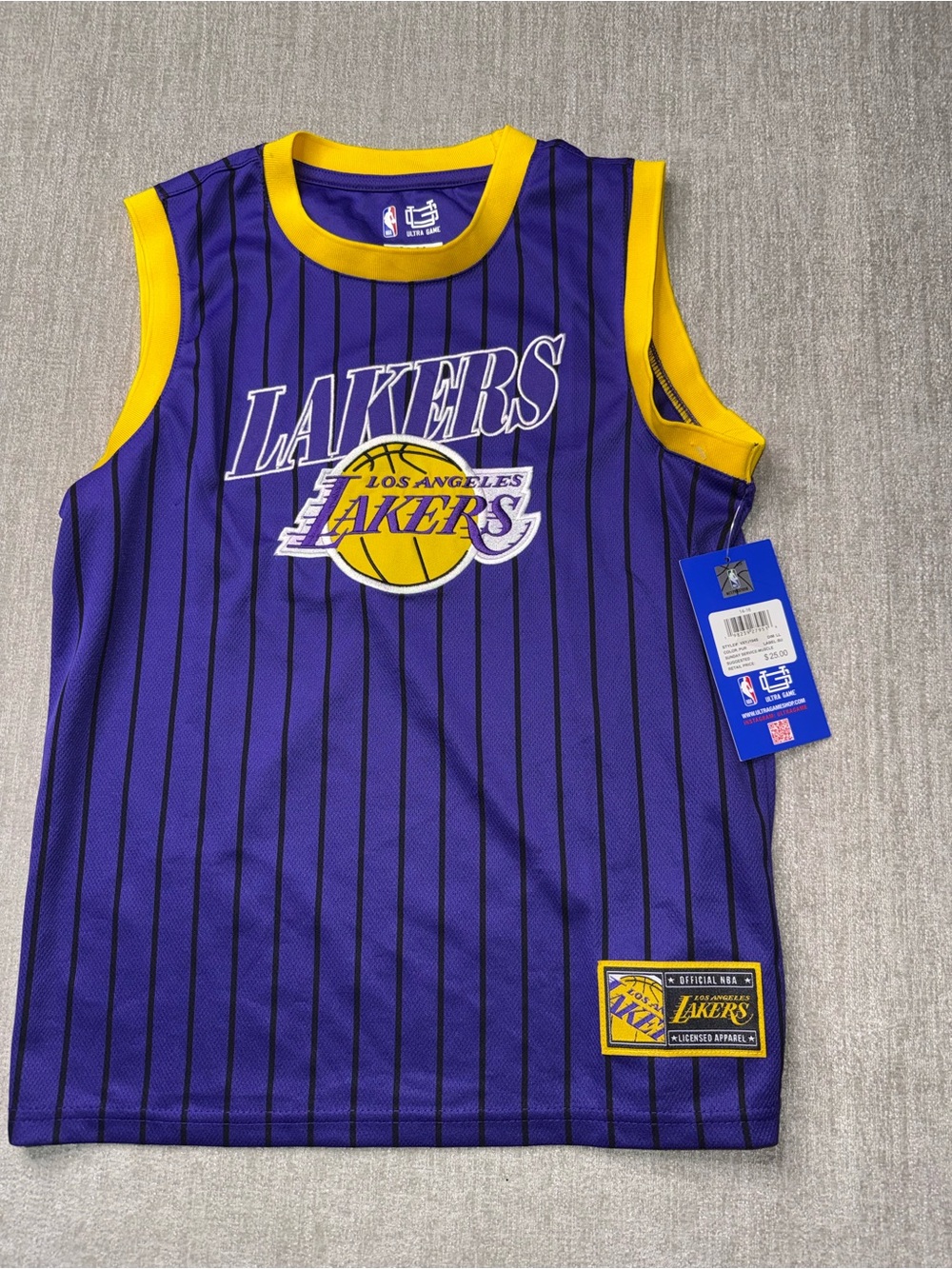 NWT LA Lakers NBA Ultra Game Youth Jersey Purple 14-16 #47